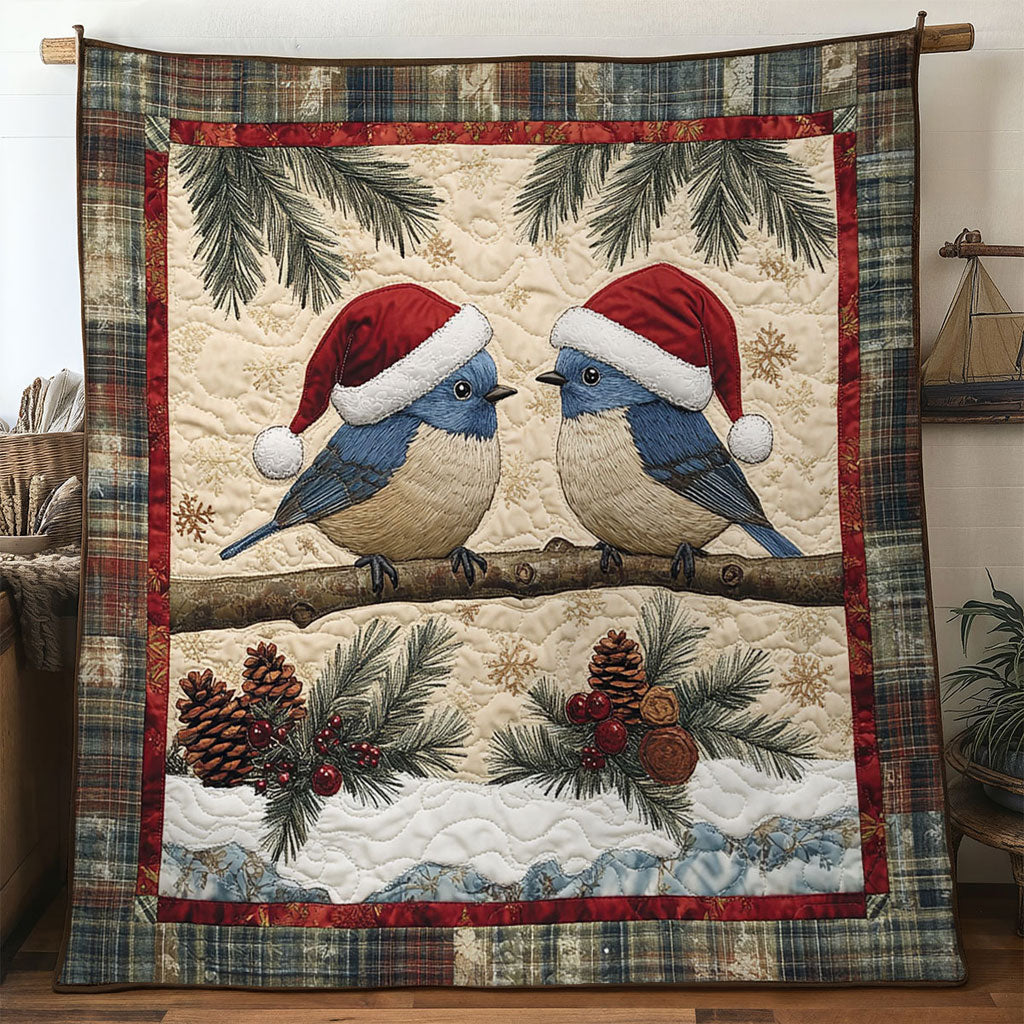 Heart Of Winter Bluebird Quilt Premium Quilt Blanket Gift for Family Gatherings
