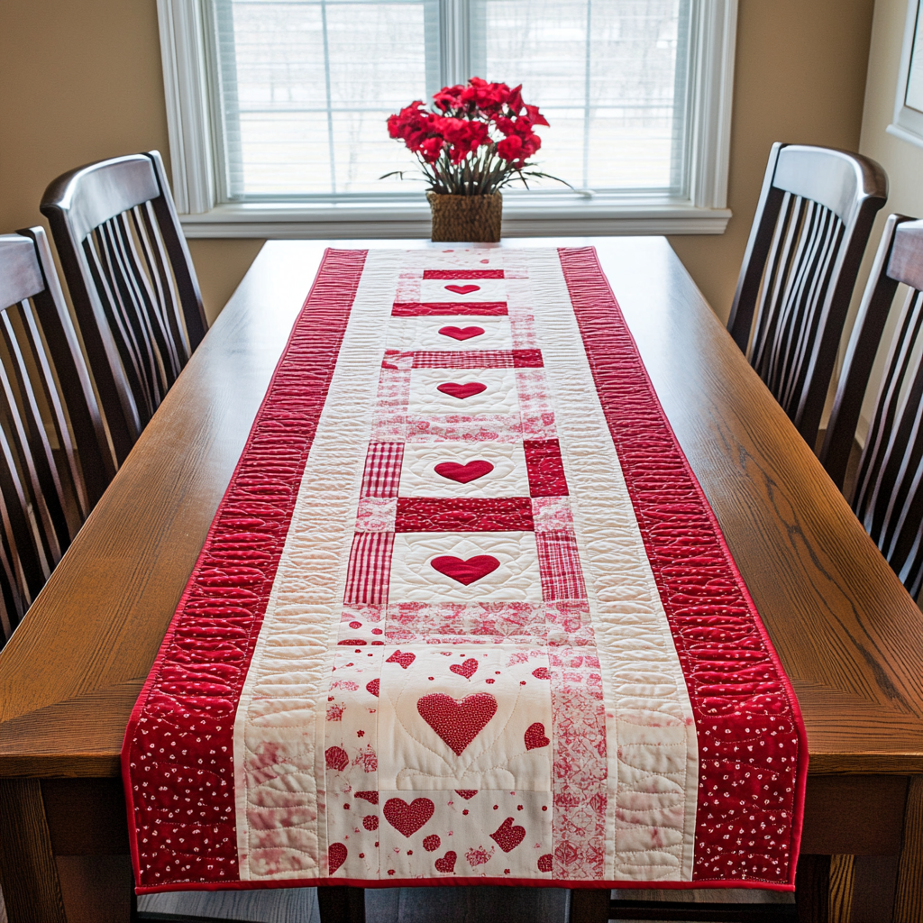 Heart Patch Quilted Table Runner Holiday Table Runners Awesome Christmas Gifts 2025