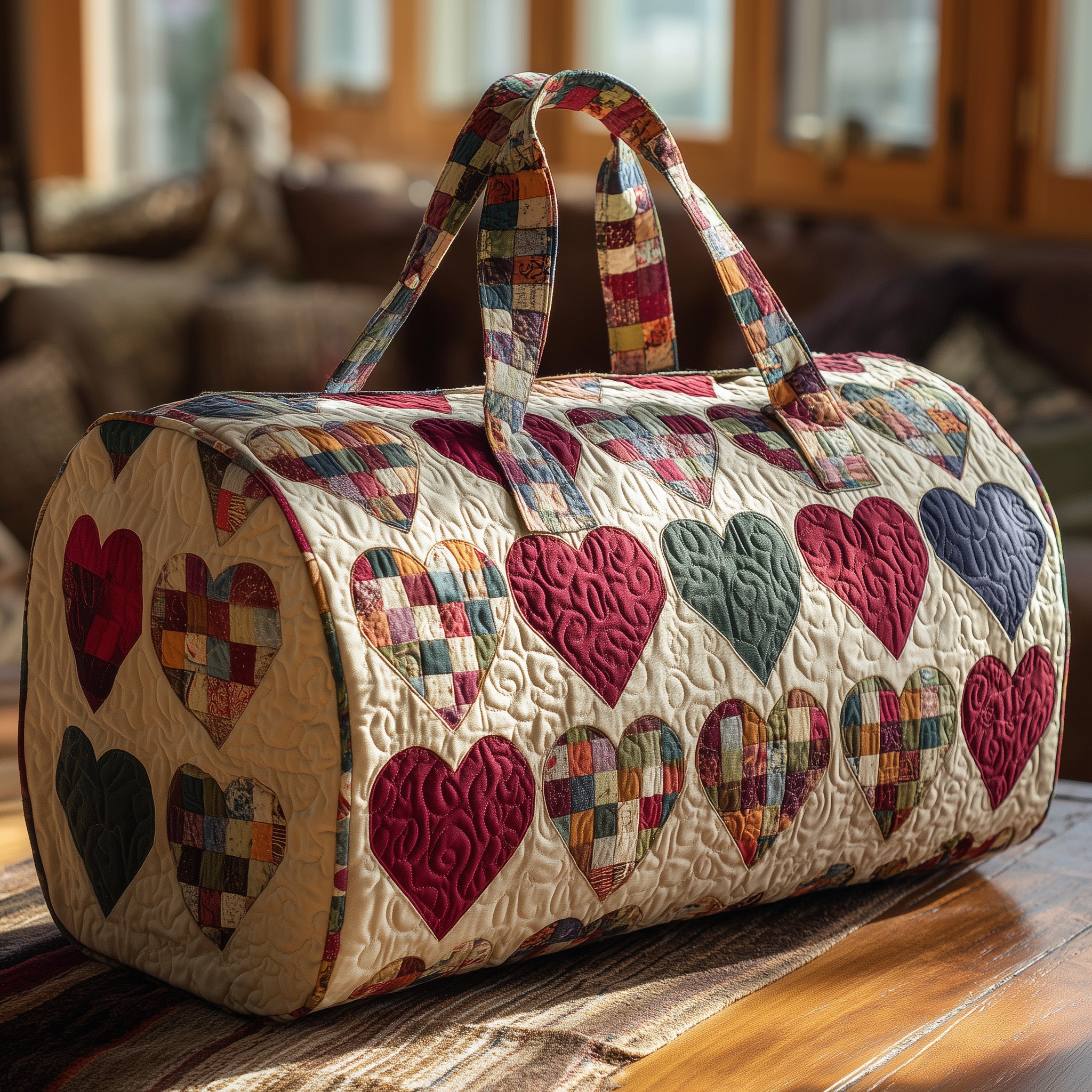 Heart Patchwork Quilt Duffle Bag Everyday Gift Idea