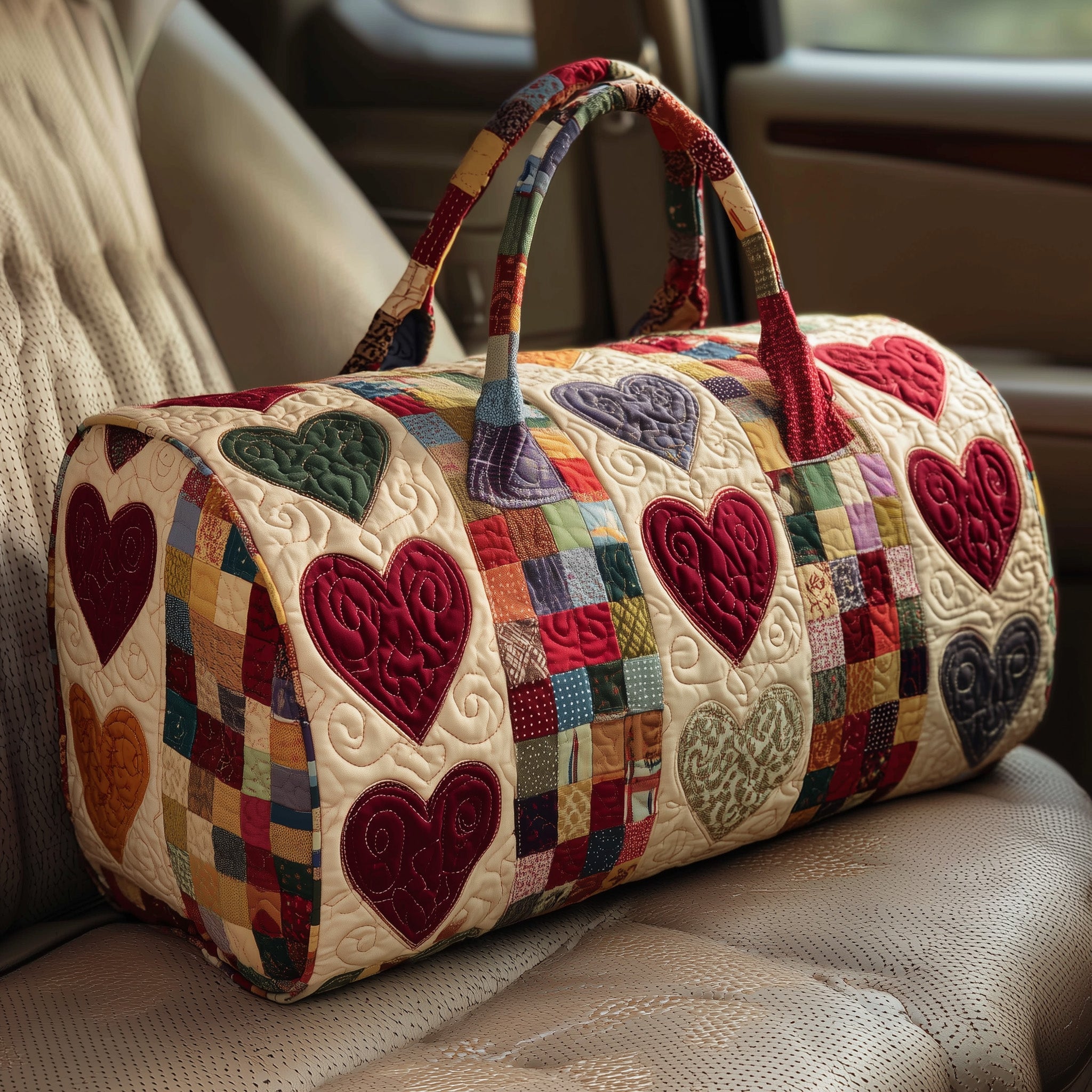 Heart Patchwork Quilt Duffle Bag Gift For Him