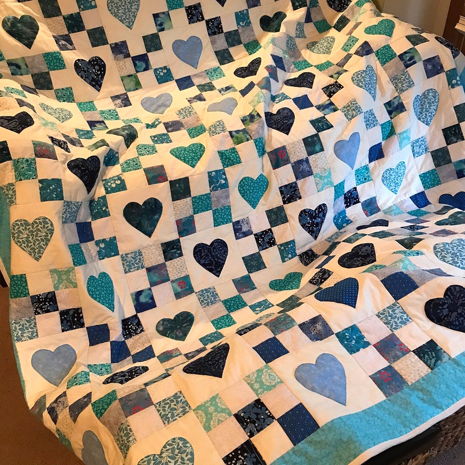 Heart Patchwork Quilted Blanket Christmas Gifts For Wife