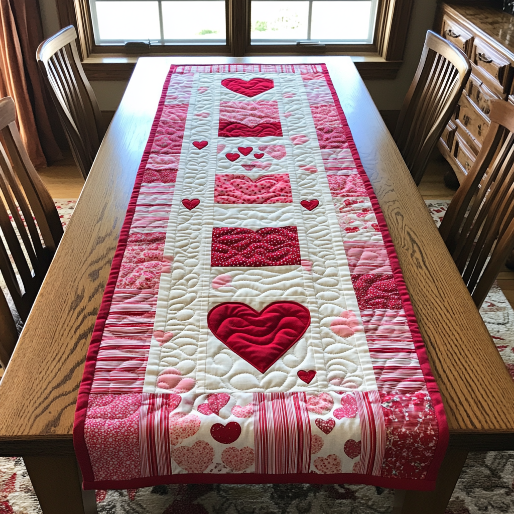 Heart Path Quilted Table Runner Holiday Table Throw Unique Christmas Gifts 2025