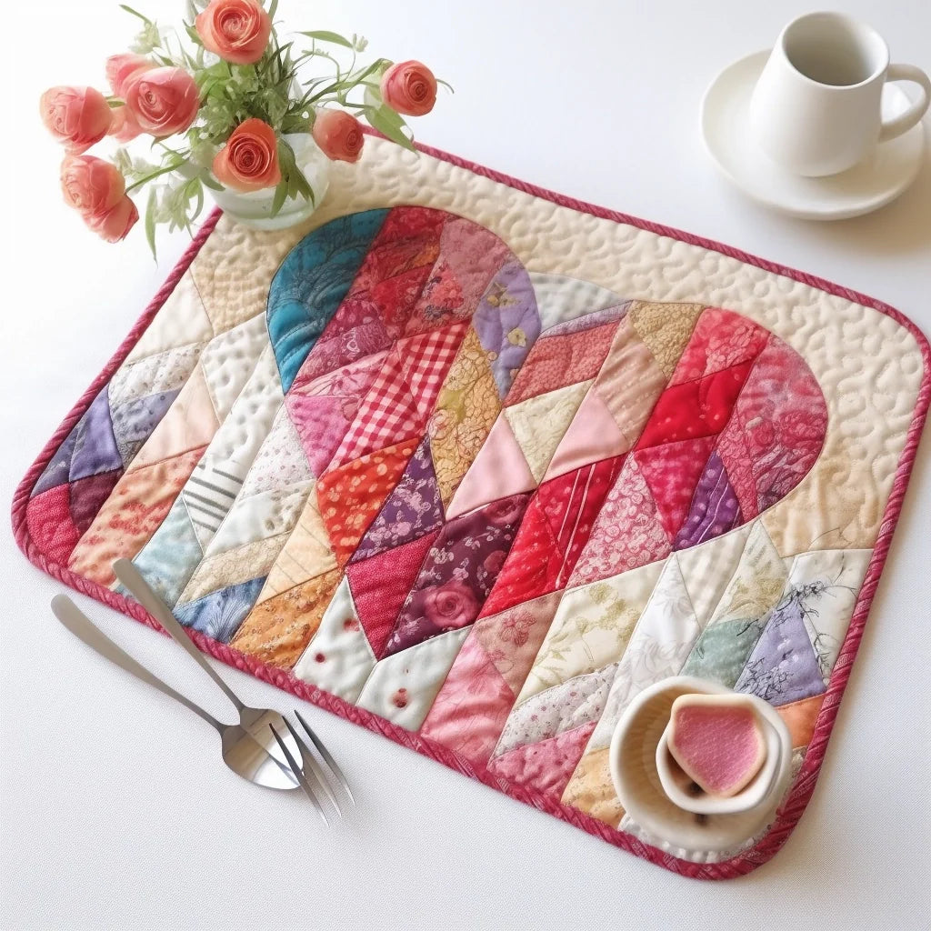 Heart Quilted Placemat Holiday Placemats Father's Day Gifts For Grandpa