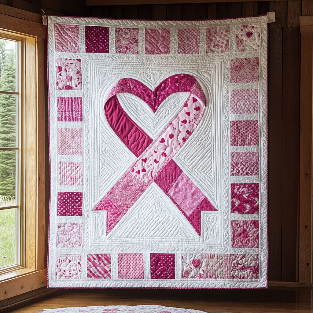 Heart Ribbon Quilt Home Essential Gift Cozy Quilt Blanket