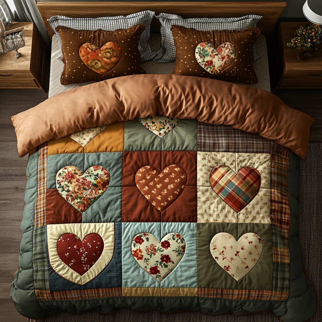 Heart Threads Quilted Bedding Set Meaningful Home Gift for Special Occasions