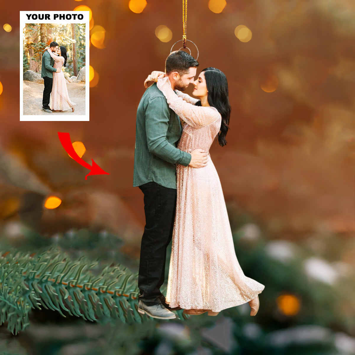 Heart Tied Personalized Photo Mica Ornament Customized Your Photo Ornament Christmas