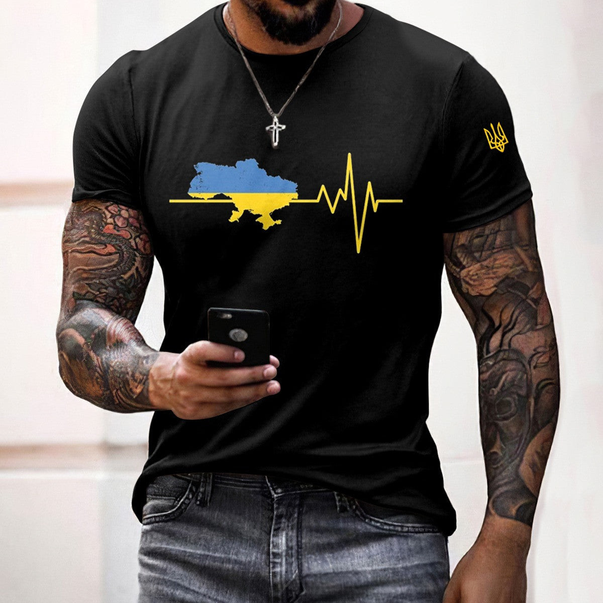 Heartbeat Map Ukraine T-Shirt Zelensky Shirt Gifts For Boyfriend Birthday Gift for Husband