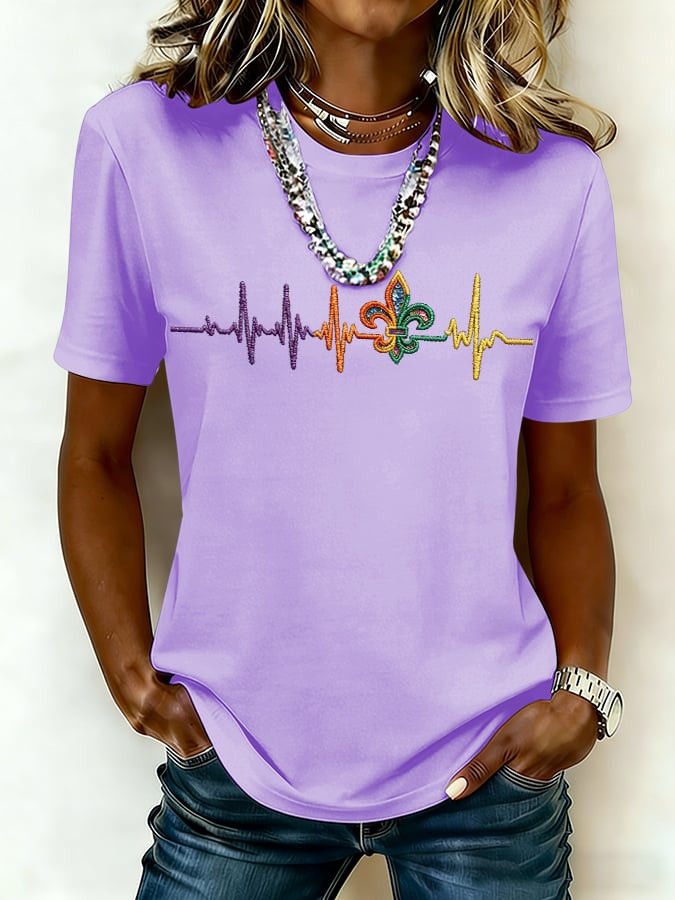 Heartbeat Mardi Gras T-Shirt Women's Mardi Gras Apparel Best Gifts For Mom Heartbeat Mardi Gras T-Shirt Women's Mardi Gras Apparel Best Gifts For Mom