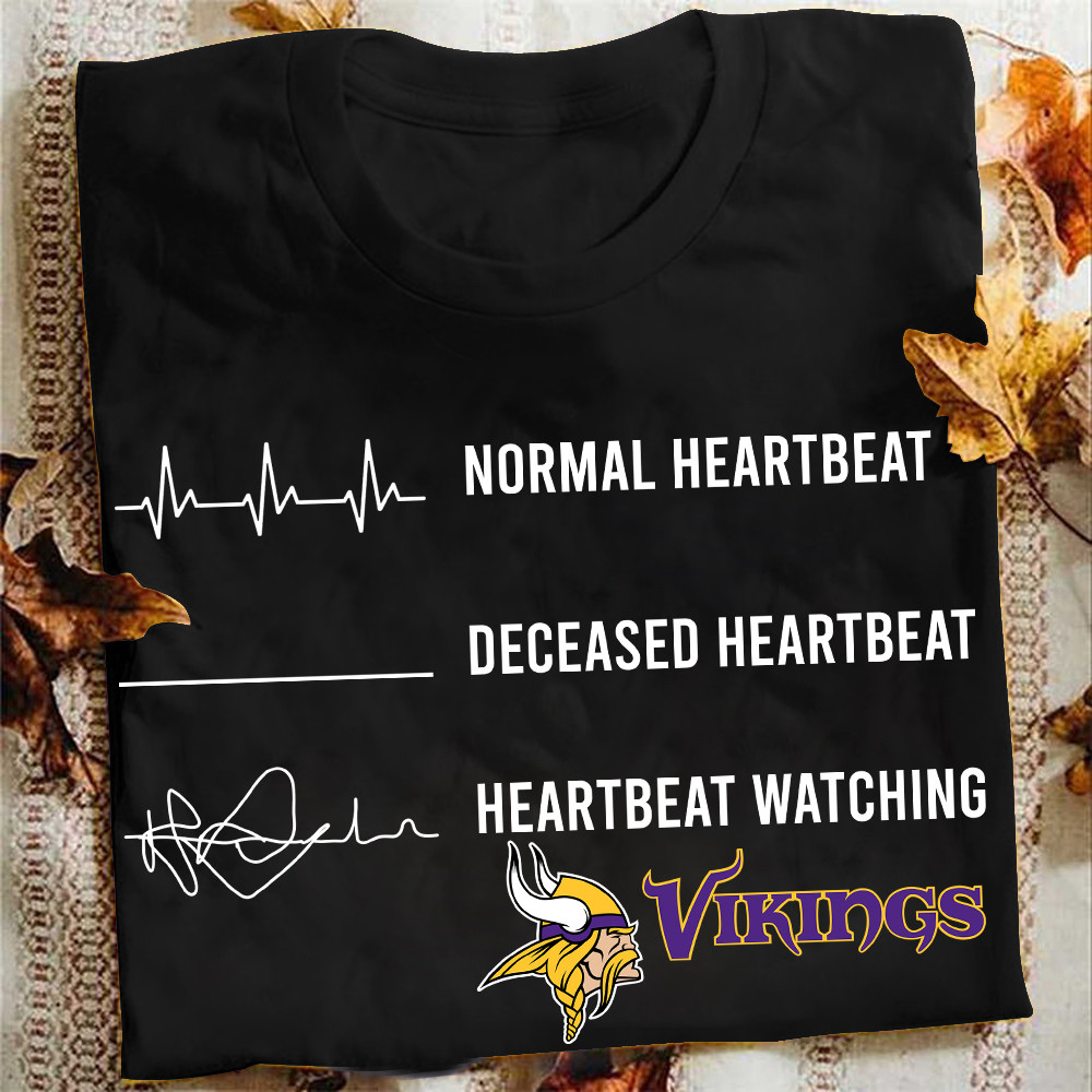 Heartbeat Watching Minnesota Vikings T-Shirt Gift Ideas For Football Lovers