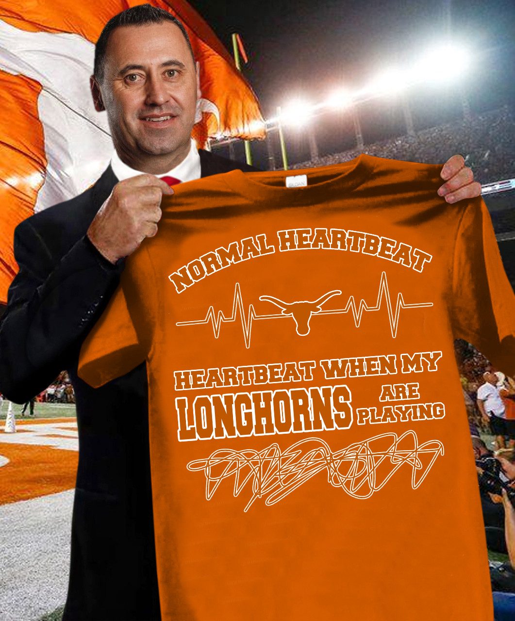 Heartbeat When My Longhorns Are Playing T-Shirt Gift Ideas For Football Lovers