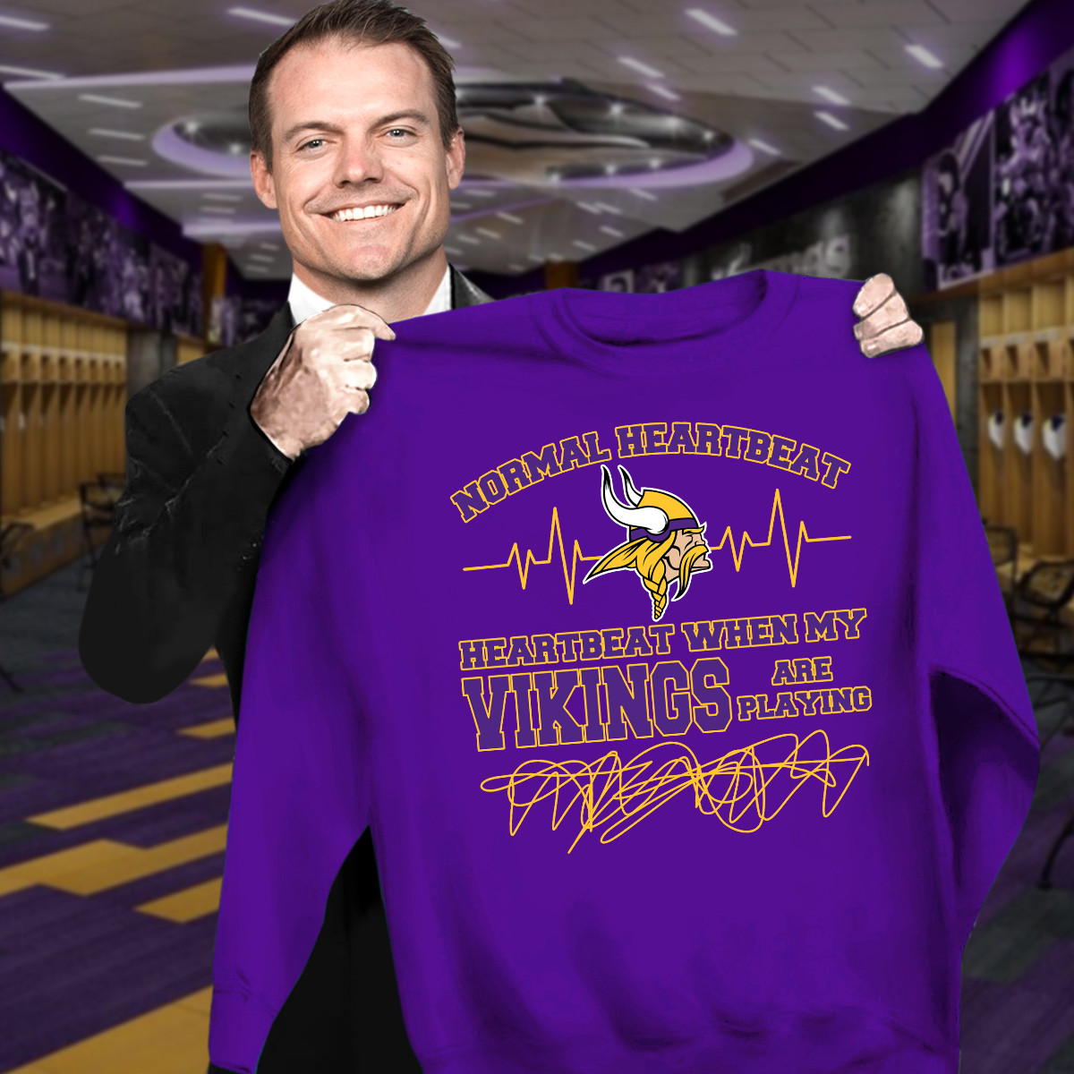 Heartbeat When Watching My Vikings Are Playing Sweatshirt Football Gifts For Men