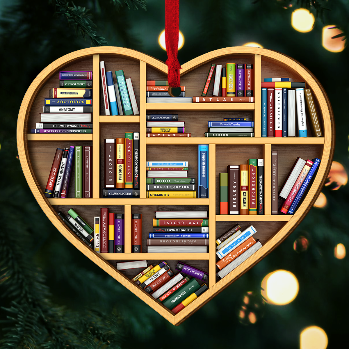 Hearted Bookshelf Christmas Ornament Christmas Tree Decor Book Owners Gift Ideas