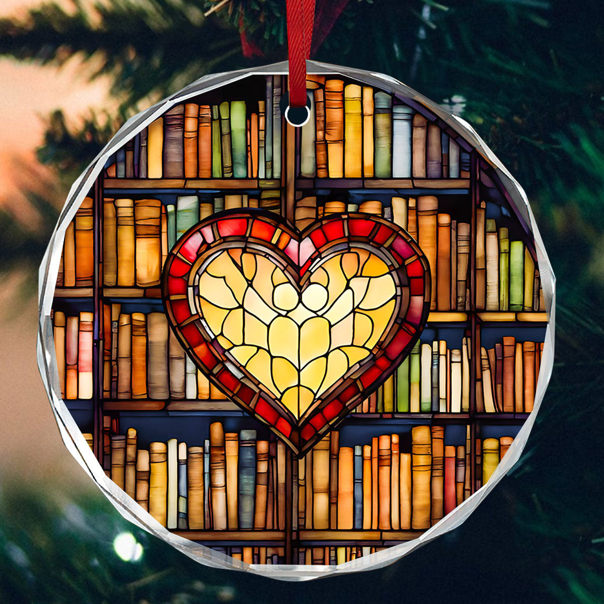 Hearted Bookshelf Christmas Ornament Holiday Home Decor Presents For Book Lovers