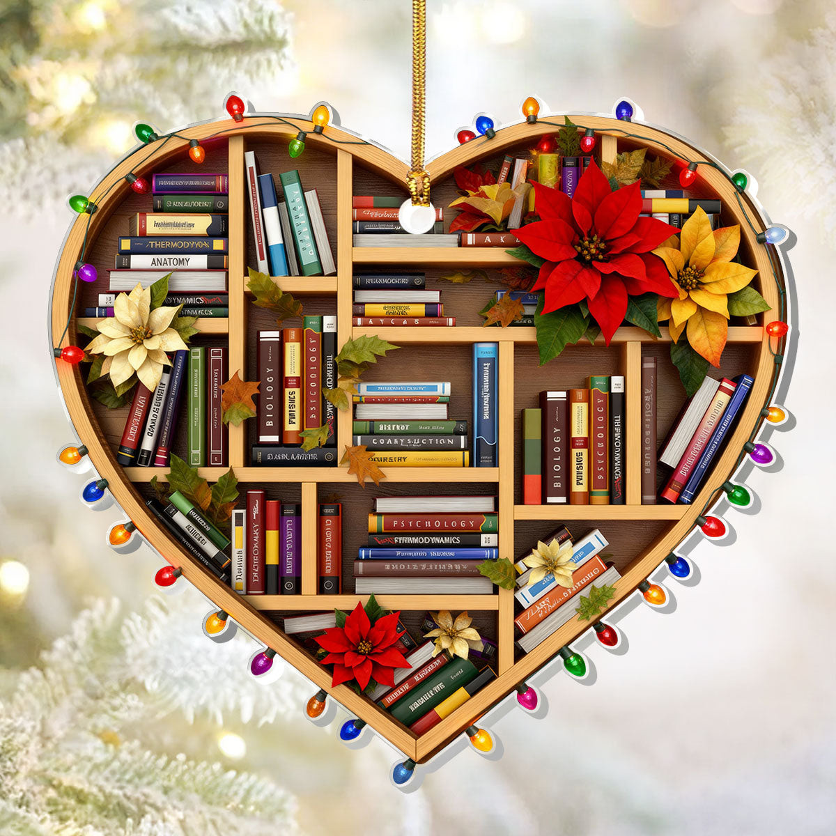 Hearted Bookshelf Christmas Ornament Xmas Tree Decorations Christmas Gift Ideas