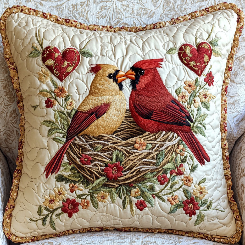 Heartfelt Cardinal Quilt Pillow Case Cozy Microfiber Pillowcase for Daily Comfort