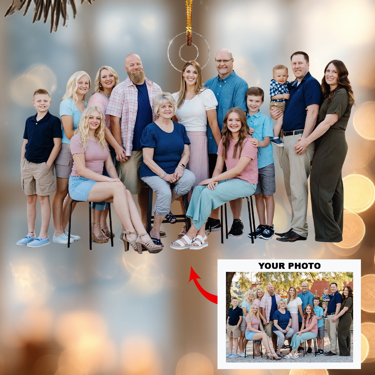 Heartfelt Family Joy Personalized Photo Mica Ornament Christmas Gift For Family Member