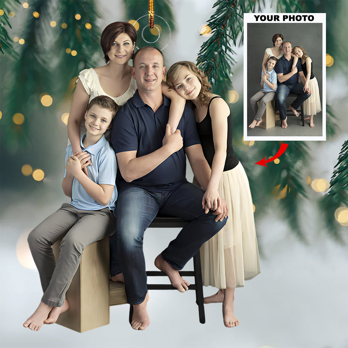 Heartfelt Harmony Personalized Photo Mica Ornament Christmas Gift For Family Family Me