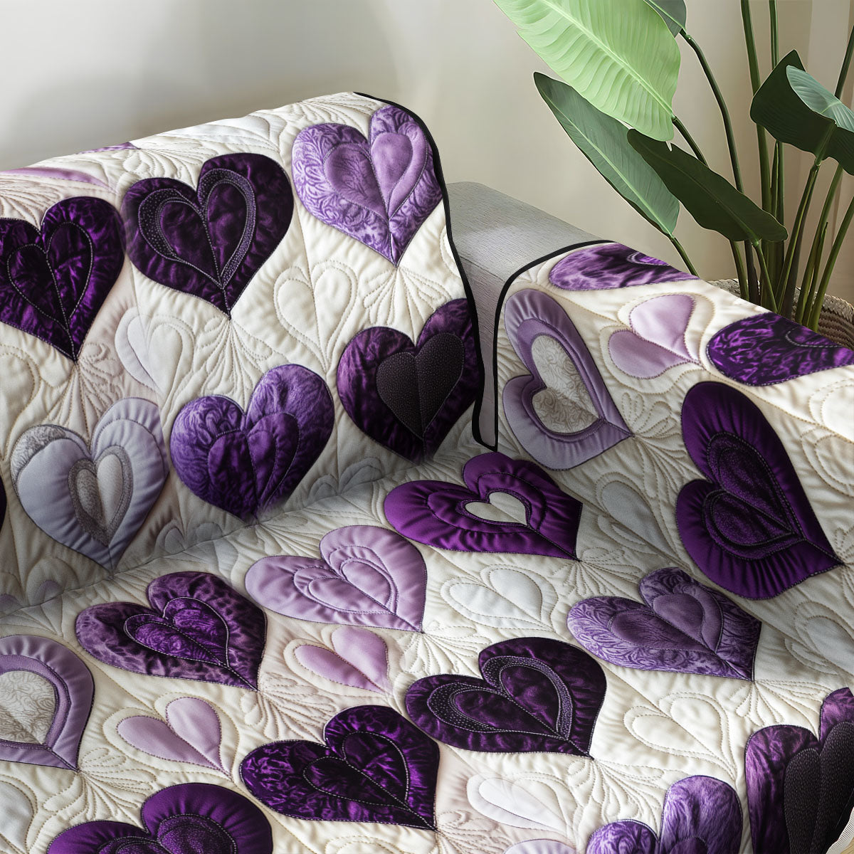 Heartfelt Harmony Quilted Sofa Cover Home Decorattions Cute Valentines Gifts