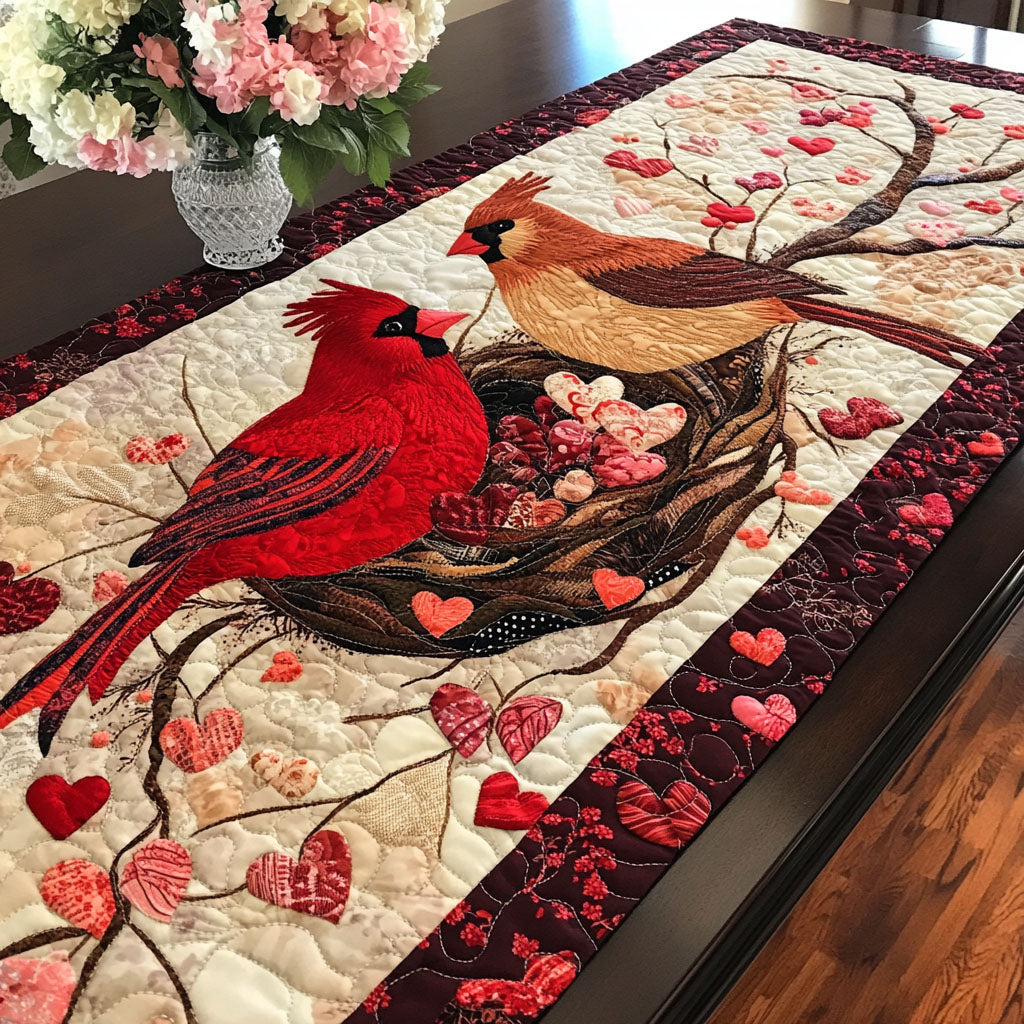 Heartfelt Perch Quilted Table Runner Dining Table Decor Ideas Cardinal Christmas Gift