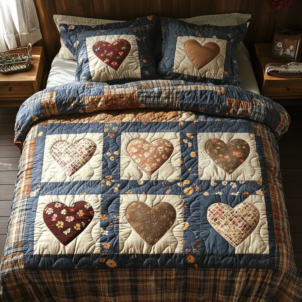 Hearth Bloom Quilted Bedding Set Elegant Bedding Set Gift for Newlyweds