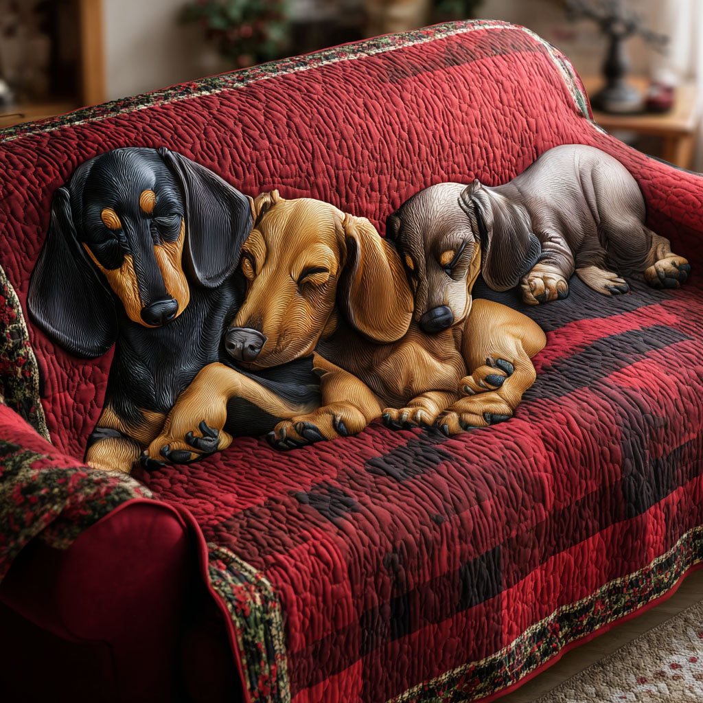 Hearthside Dachshund Quilted Sofa Cover Holiday Living Decorations Christmas Gifts For Dog Lovers