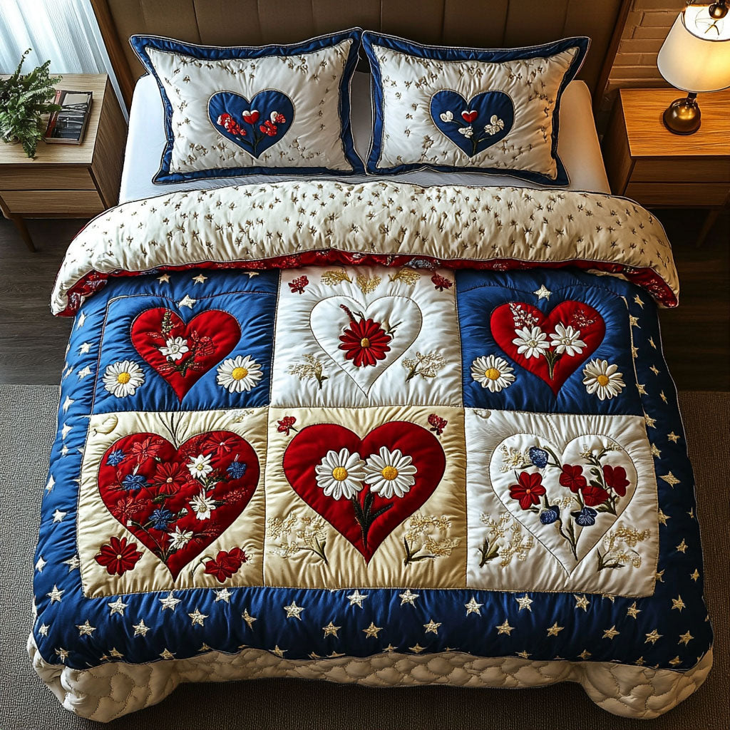 Heartland Bloom Quilted Bedding Set Best Bed Sheet Set Patriotic Themed Gifts
