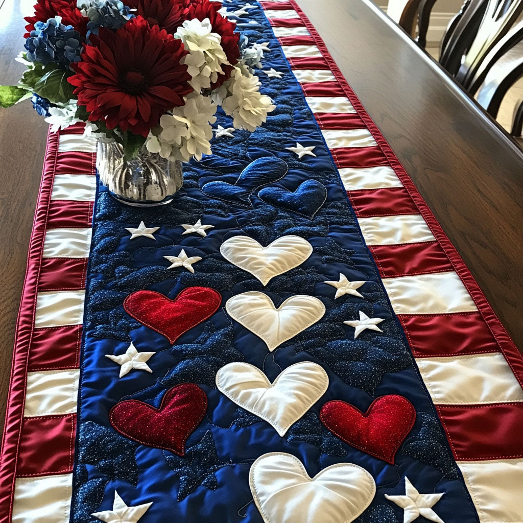 Heartland Shine Quilted Table Runner Holiday Runner Dining Patriotic Presents