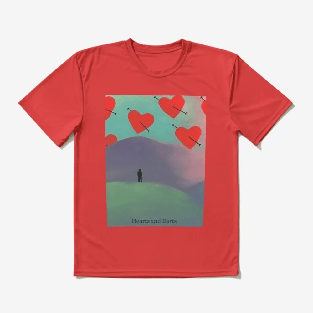 Hearts and Darts Album Title in Red Color T-Shirt Rap T Shirt Streetwear Gift For Rap Lovers