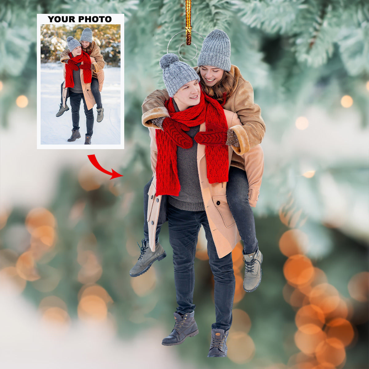 Hearts United Personalized Photo Mica Ornament Gift For Couple