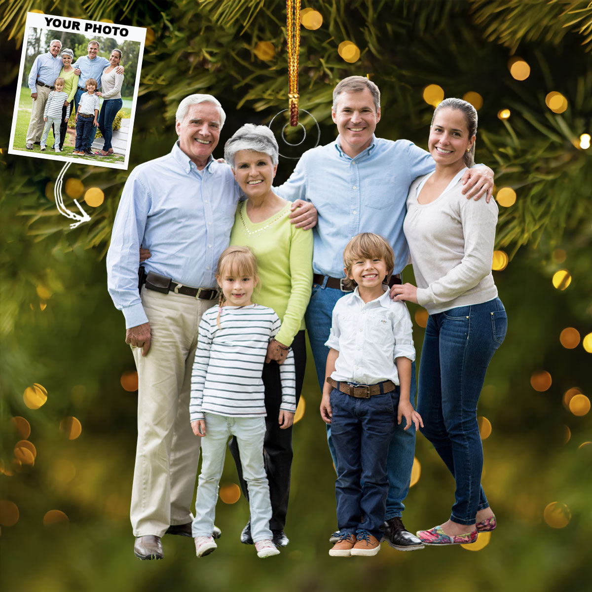 Heartstrings Tied Personalized Photo Mica Ornament Gift For Family Family Members