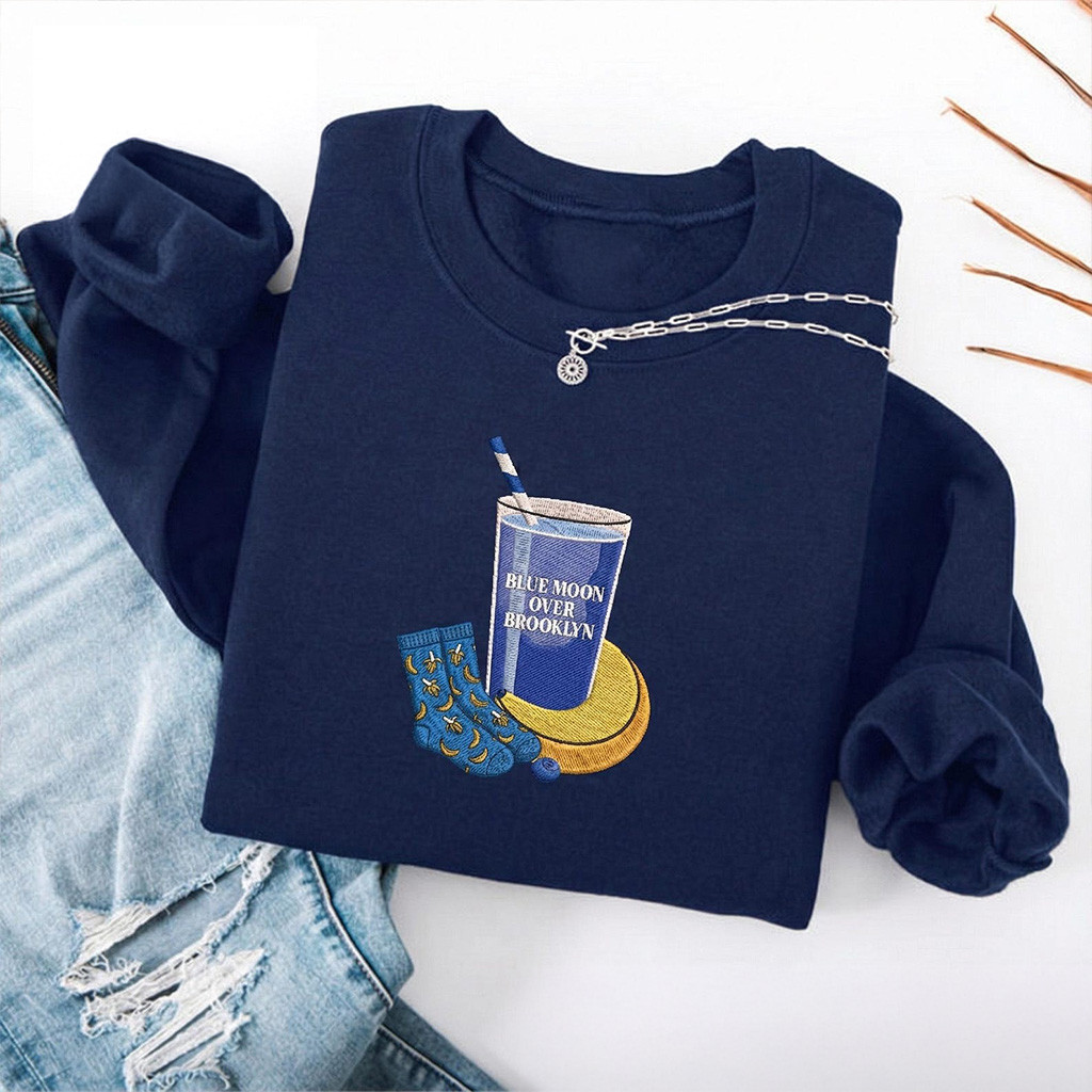 Heated Rivalry Merch Embroidered Blue Moon Over Brooklyn Sweatshirt Heated Movie Rivalry Shirt