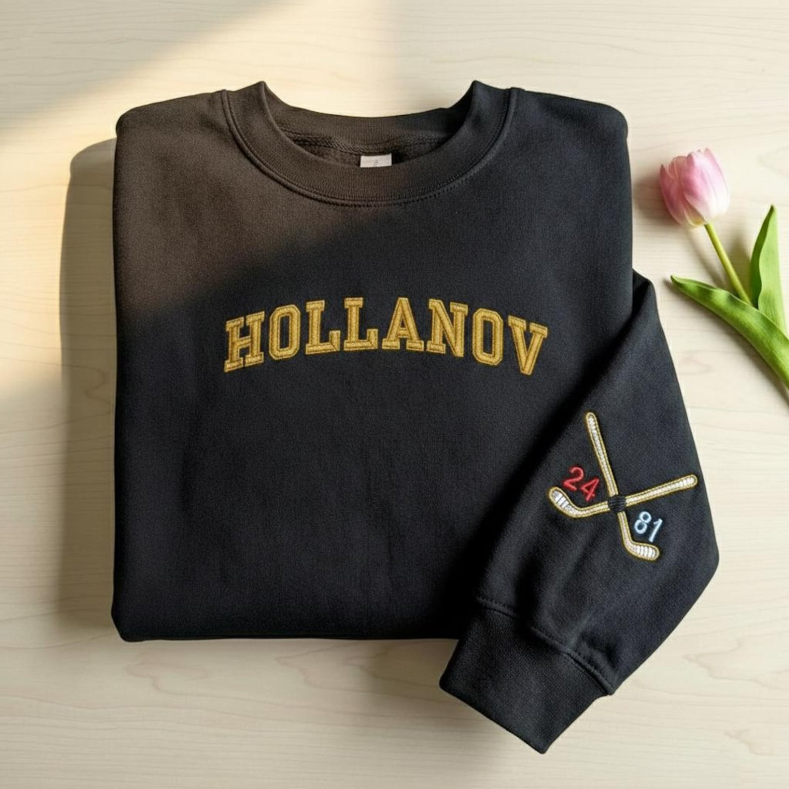Heated Rivalry Merch Embroidered Hollanov Hockey Romance Sweatshirt Best Gifts For Hockey Fans