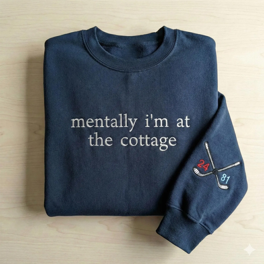 Heated Rivalry Merch Embroidered Mentally I'm At The Cottage Sweatshirt Hockey Romance LGBT Tee