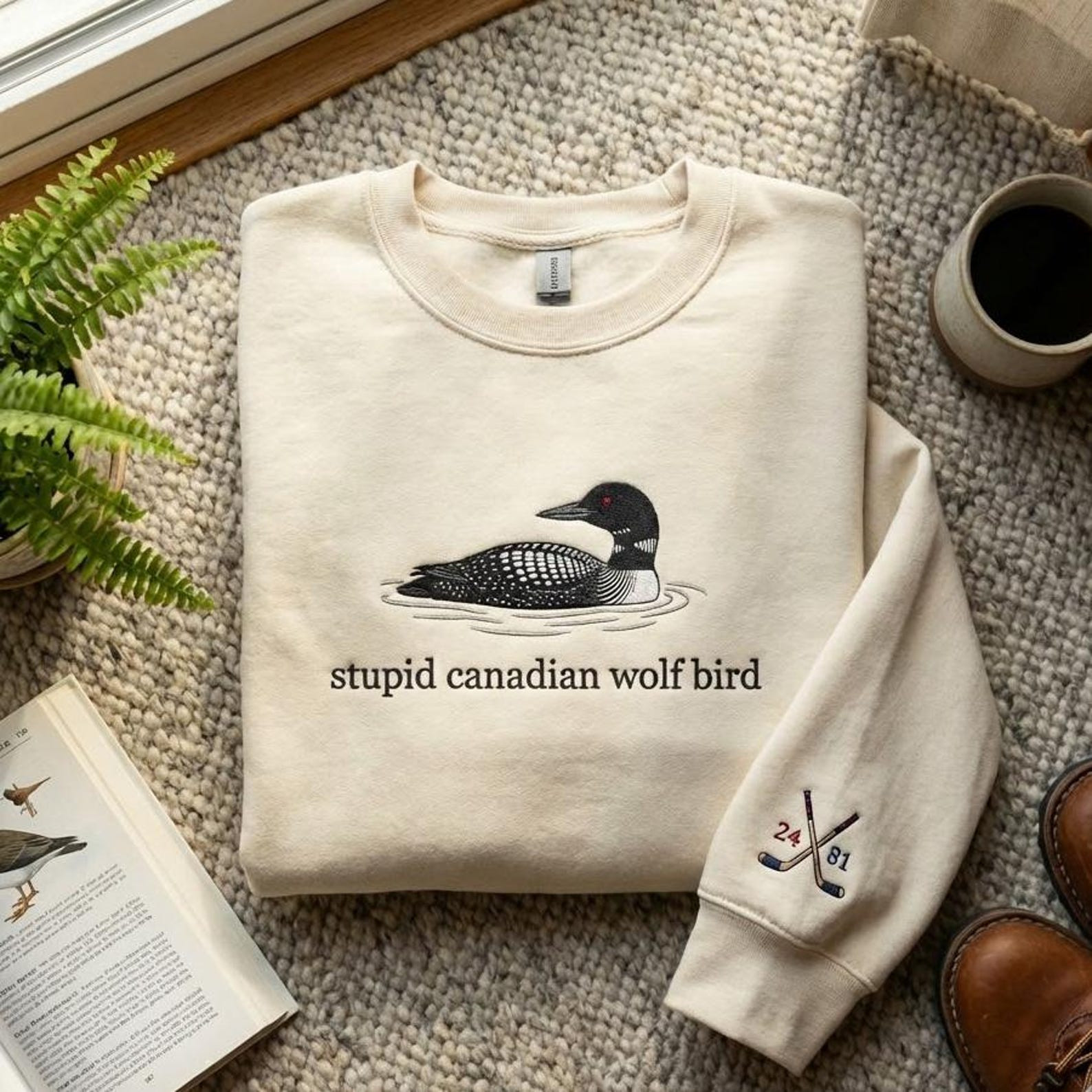 Heated Rivalry Merch Embroidered Stupid Canadian Wolf Bird Sweatshirt Heated Rivalry Sweatshirt