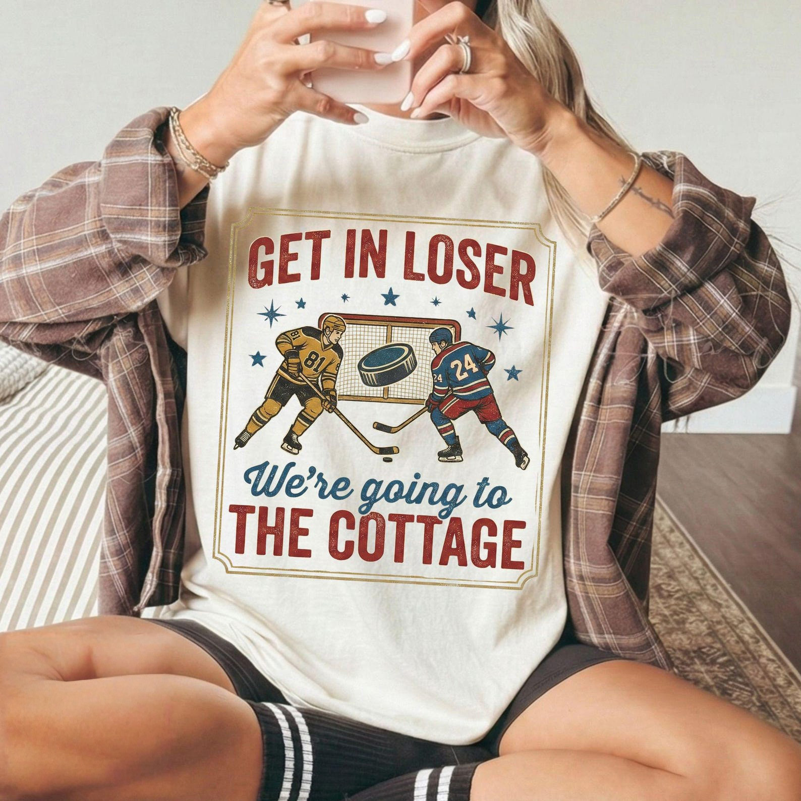 Heated Rivalry Merch Get In Loser We're Going To The Cottage Shirt Gifts For Hockey Fan