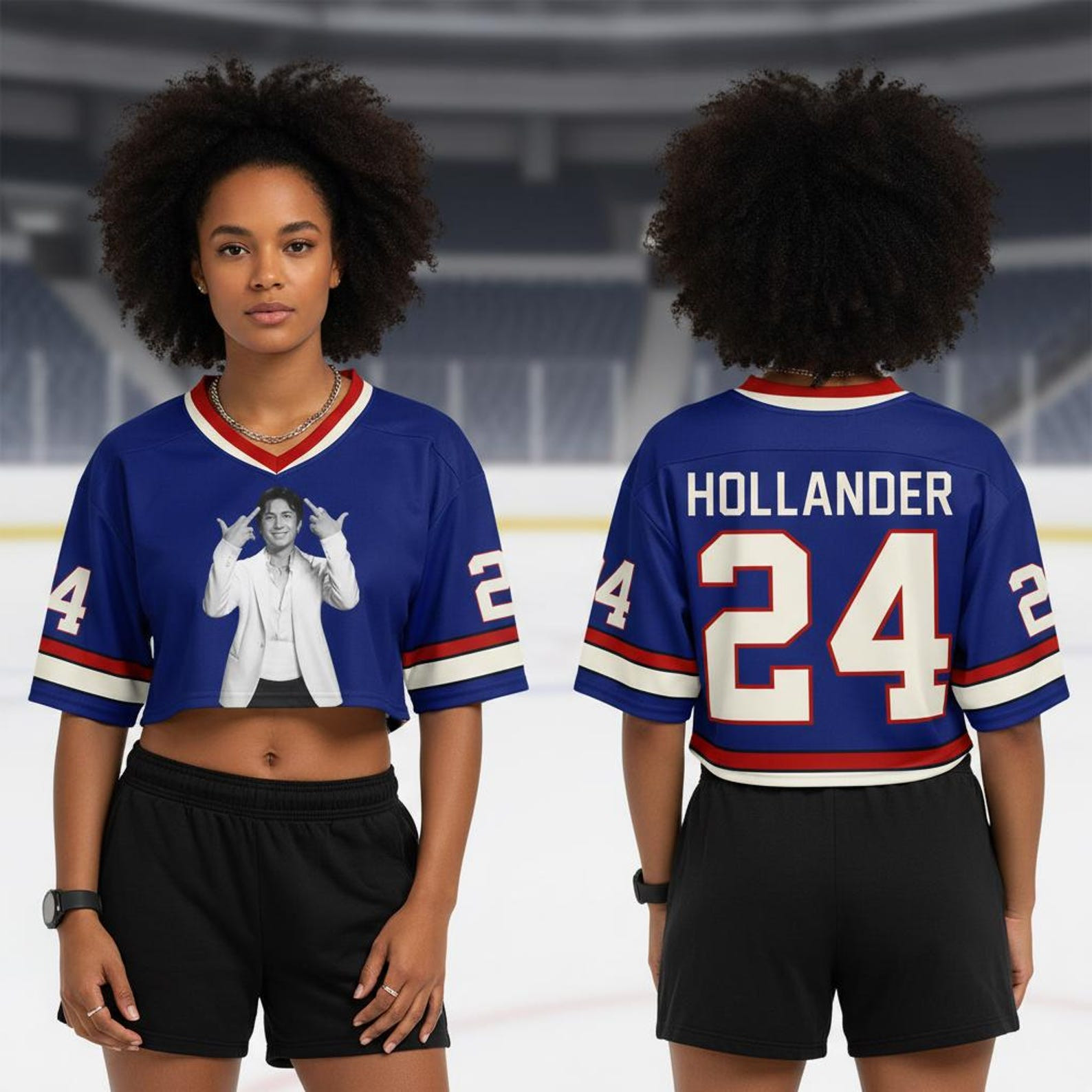 Heated Rivalry Merch HOLLANDER 24 Cropped Jersey Blue Heated Rivalry Fan Gifts