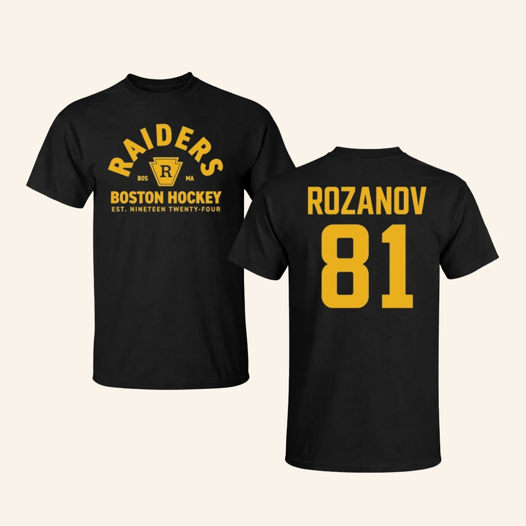Heated Rivalry Merch Ilya Rozanov 81 Boston Raiders Black T-Shirt Gifts For Hockey Lovers