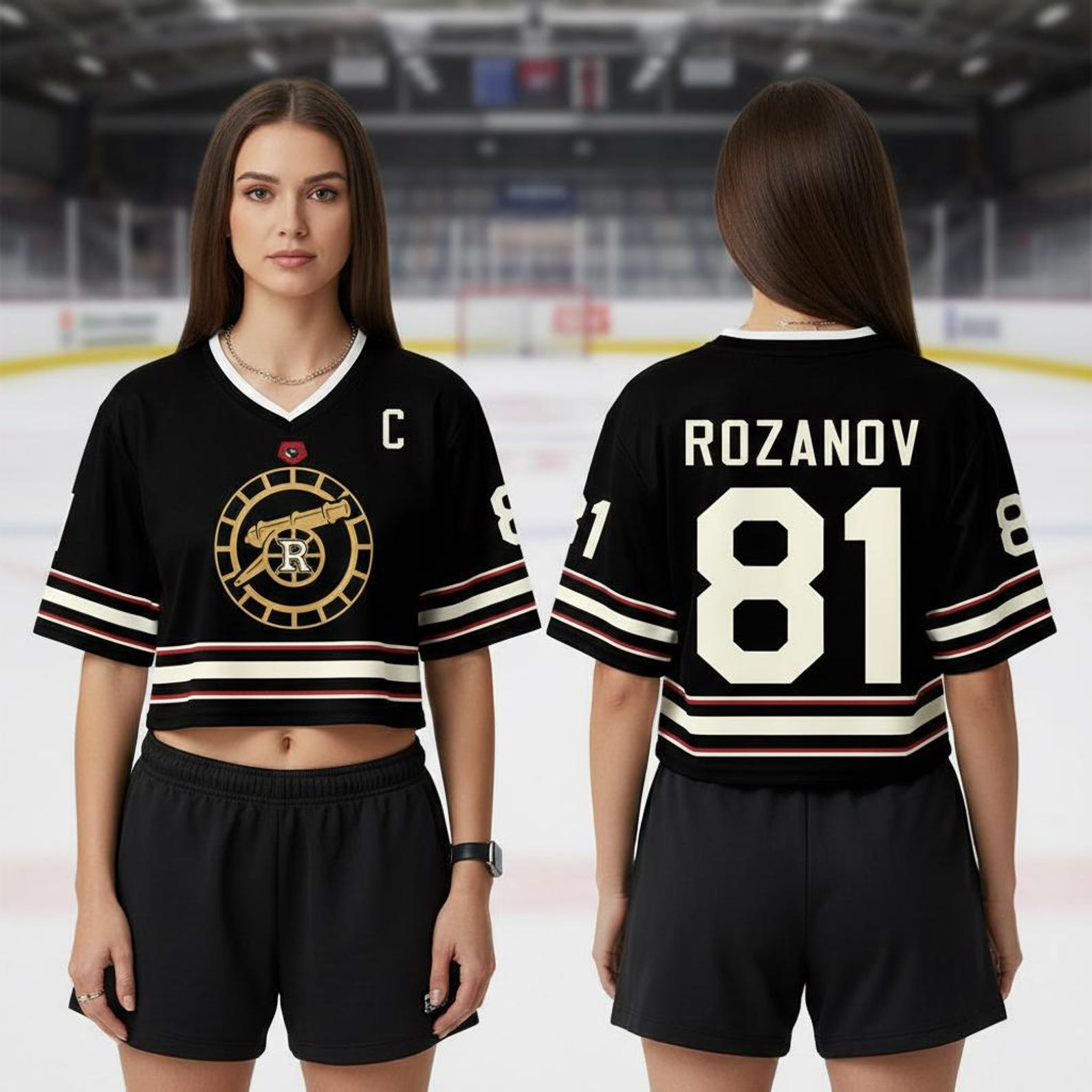 Heated Rivalry Merch ROZANOV 81 Cropped Jersey Black Heated Rivalry Apparel Her Gifts