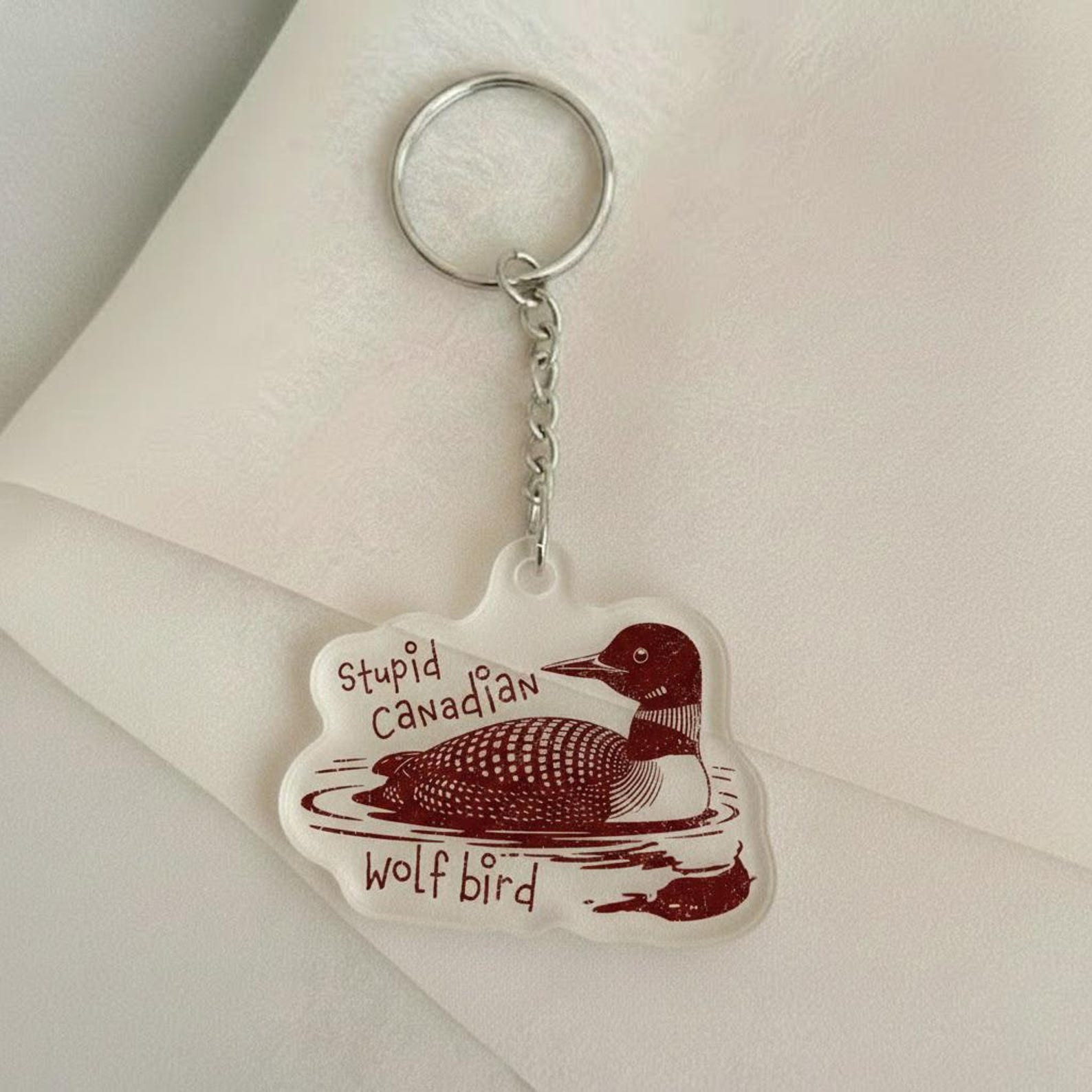 Heated Rivalry Merch Stupid Canadian Wolf Bird Keychain Hockey Romance Bookish Gift For Fans