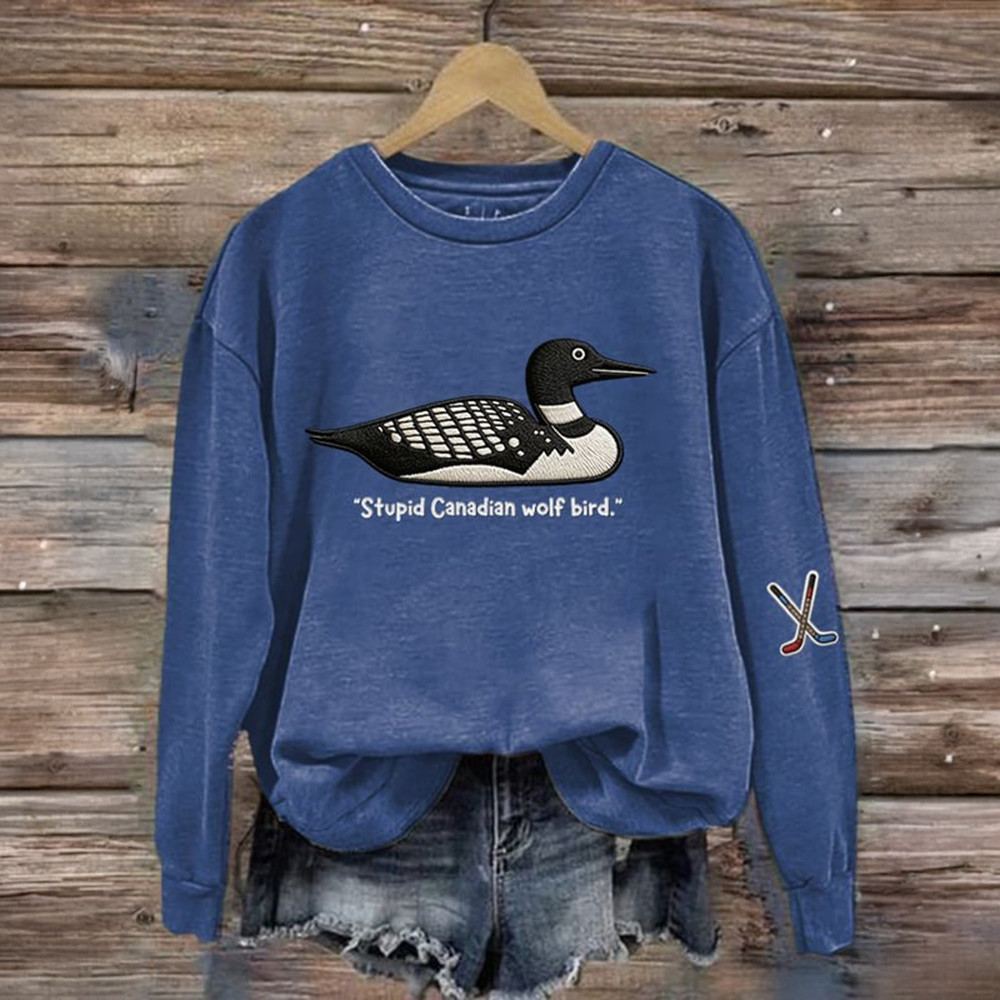 Heated Rivalry Merch Stupid Canadian Wolf Bird Sweatshirt Heated Rivalry Clothing Gift For Women