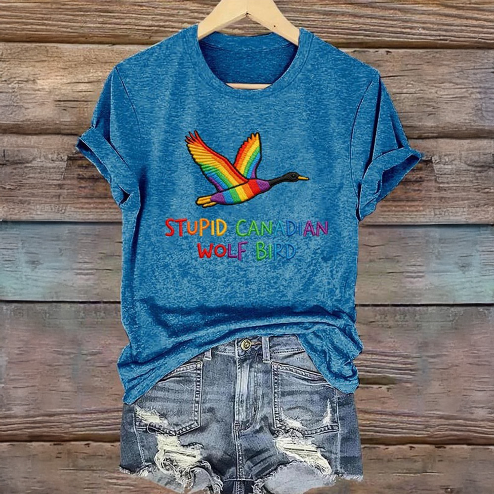 Heated Rivalry Stupid Canadian Wolf Bird T-Shirt Heated Rivalry Clothes Gift For Her