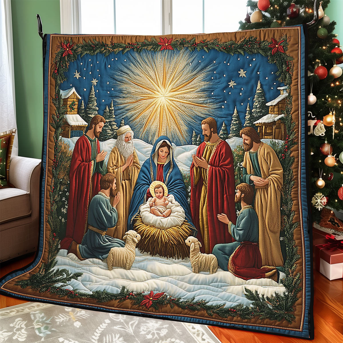 Heaven Bless Quilt Blanket Throws For Couch Religious Christmas Gifts