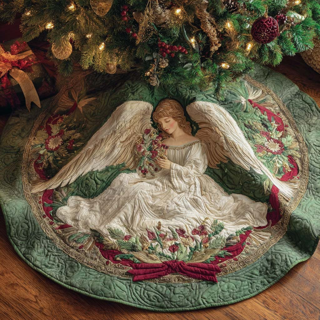 Heaven Grace Quilted Tree Skirt Christian Design Christmas Gifts For Angel Lovers