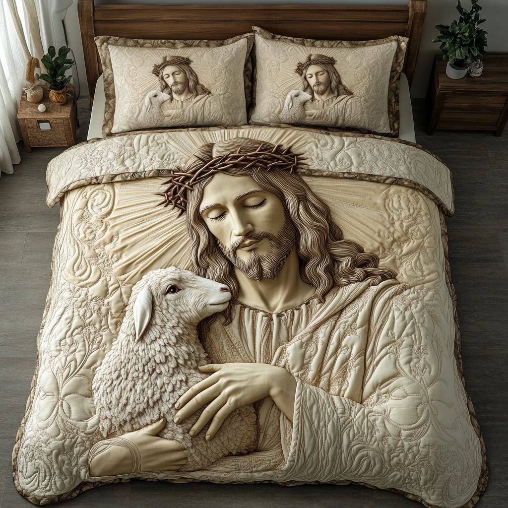 Heaven Touch Quilted Bedding Set Bed Room Decoration Christian Christmas Presents