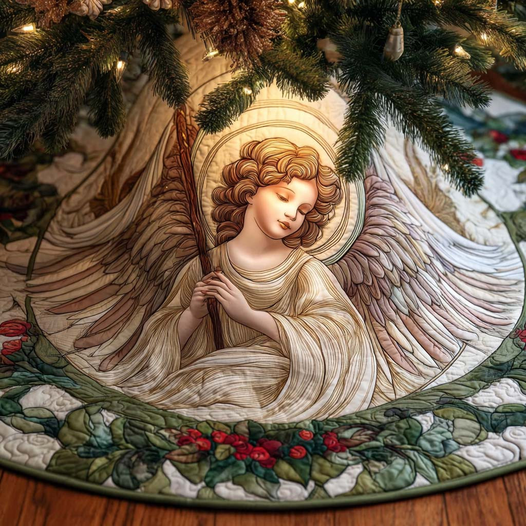 Heaven Touch Quilted Tree Skirt Christian Themed Holiday Decor Christmas Gift Ideas