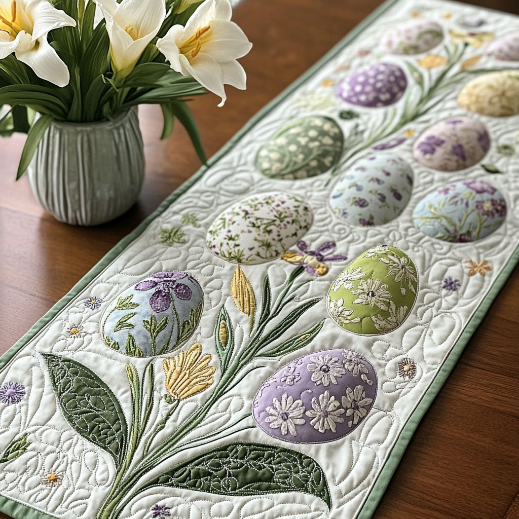 Heavenly Easter Garden Quilted Table Runner Elegant Easter Table Decor Best Friend Gift Ideas