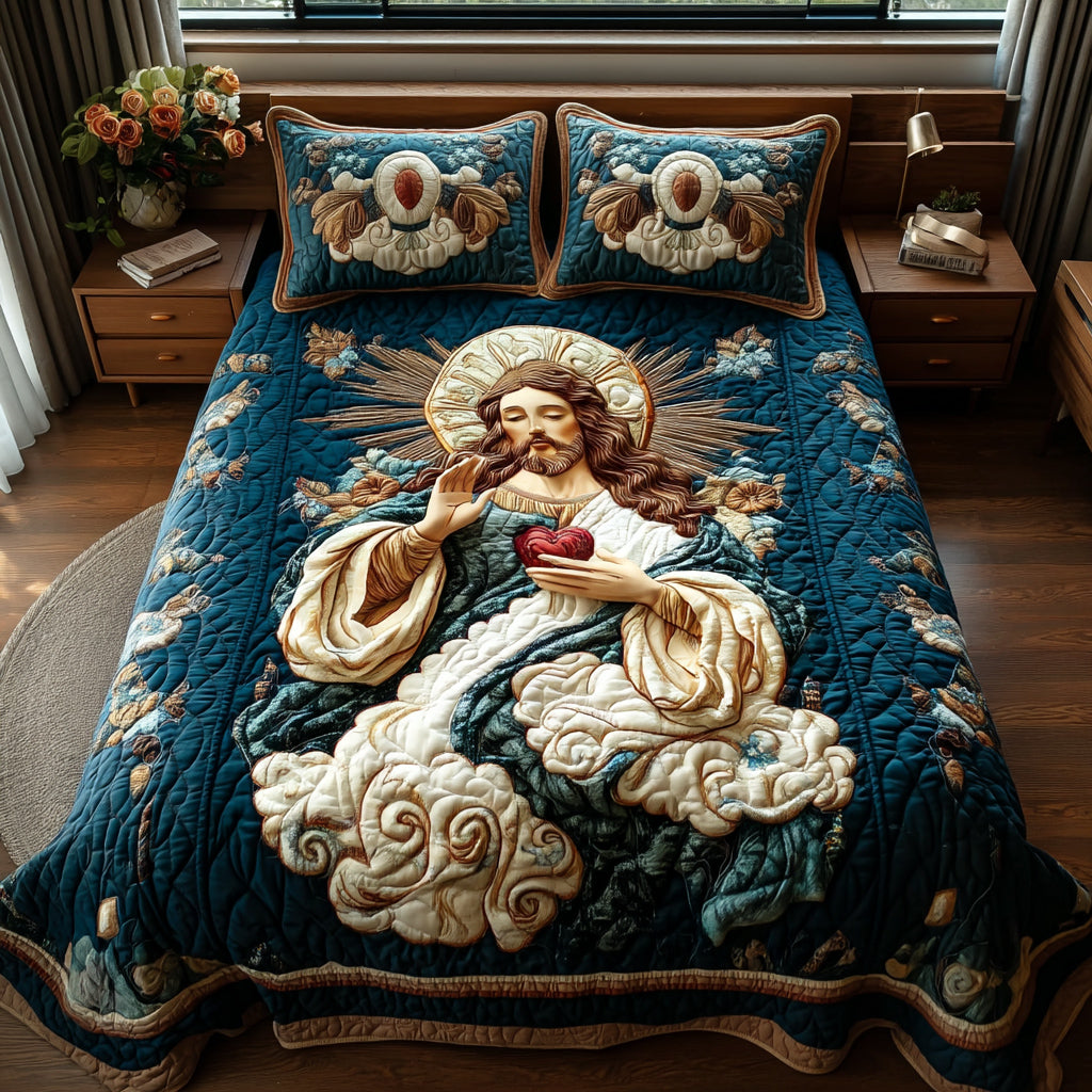 Heavenly Embrace Quilted Bedding Set Heartwarming Bedding Gift for Loved Ones