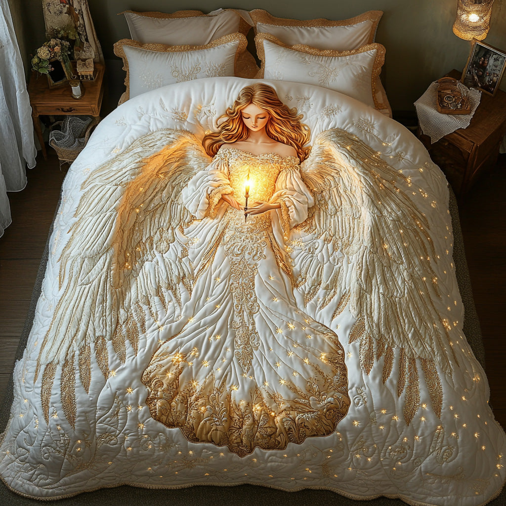 Heavenly Light Quilted Bedding Set Best Holiday Duvet Covers Family Christmas Gifts