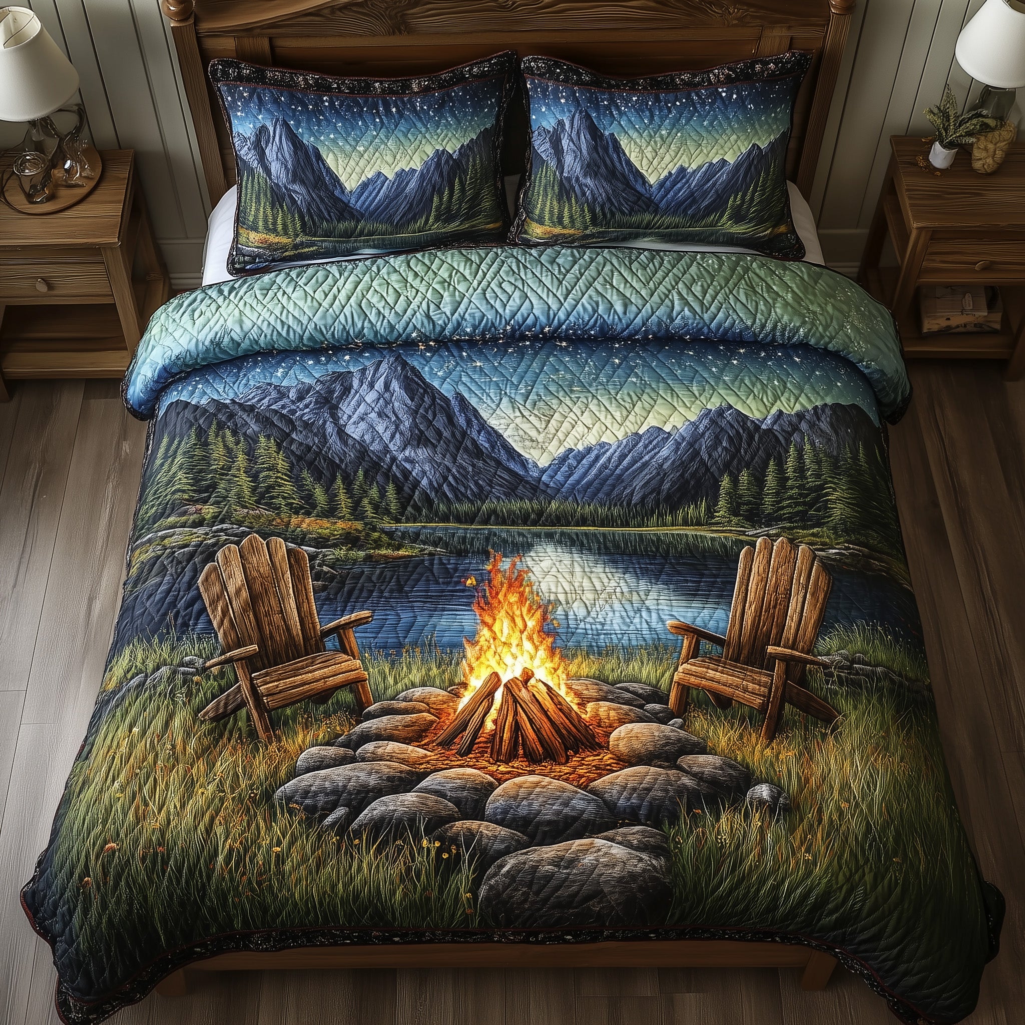 Heavenly Night Blaze Quilted Bedding Set Duvet Cover Bed Sheet Best Camping Gifts