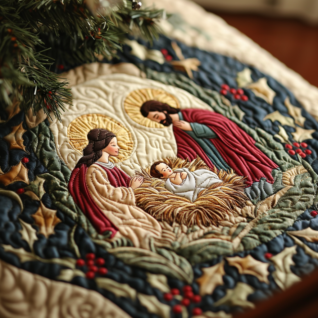 Heavenly Peace Quilted Christmas Tree Skirt Christmas Tree Skirt Gift That Brings Joy